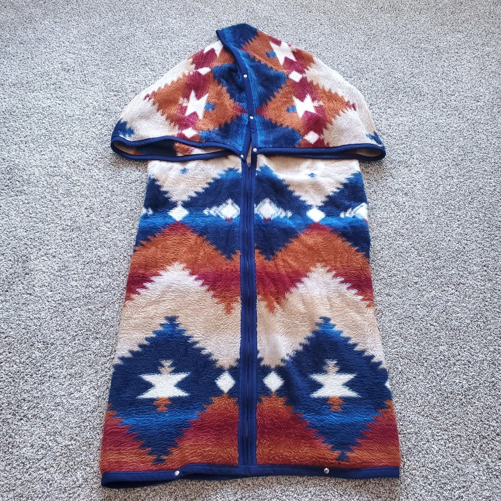 Biederlack Southwest Aztec Long Cuddle Wrap Zipper Snaps Wearable Wrap USA